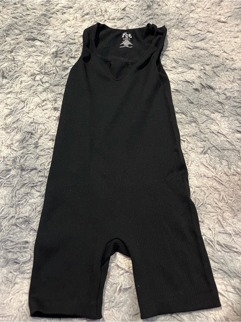 FCT Black Ribbed Tank Romper